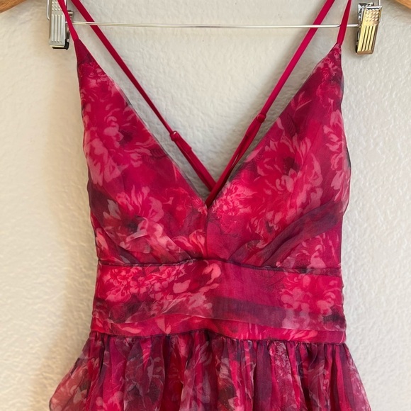 NWOT Romance That Wows Magenta Floral Print Organza Maxi Dress - Picture 9 of 11